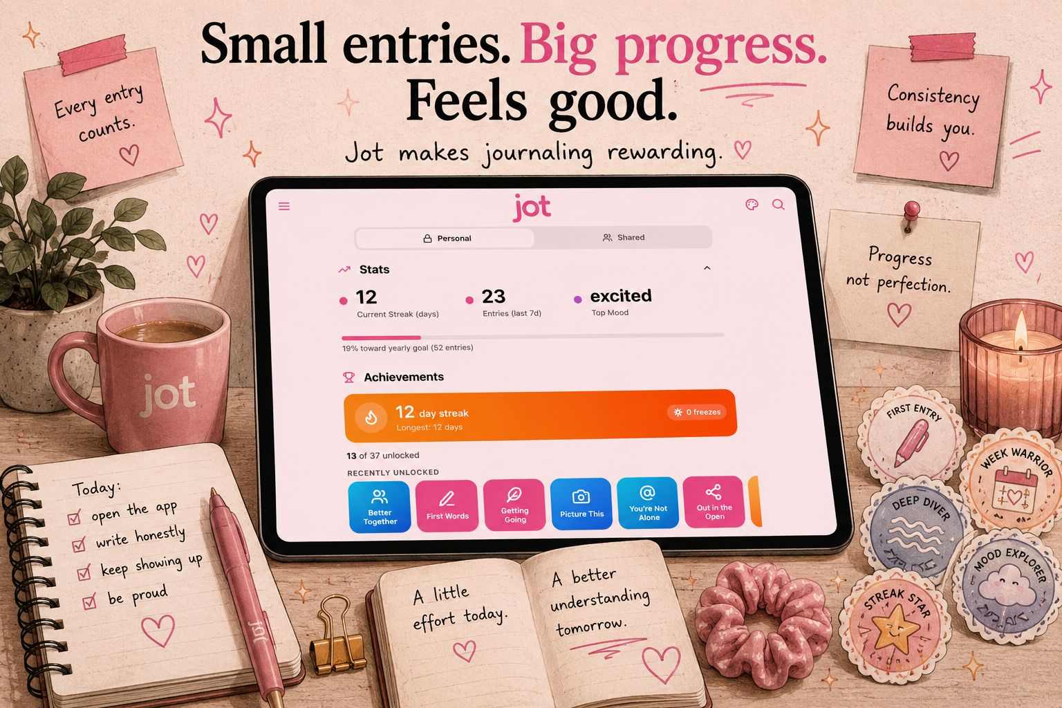 Turns Out, a Little Motivation Goes a Long Way: How jot makes journaling feel rewarding enough to actually keep doing